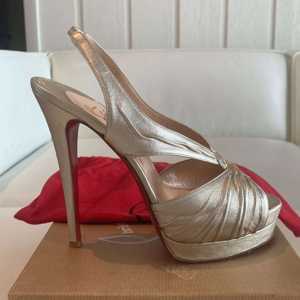 Authentic Christian Louboutin Gold Platform Sandals - Picture 6 of 9